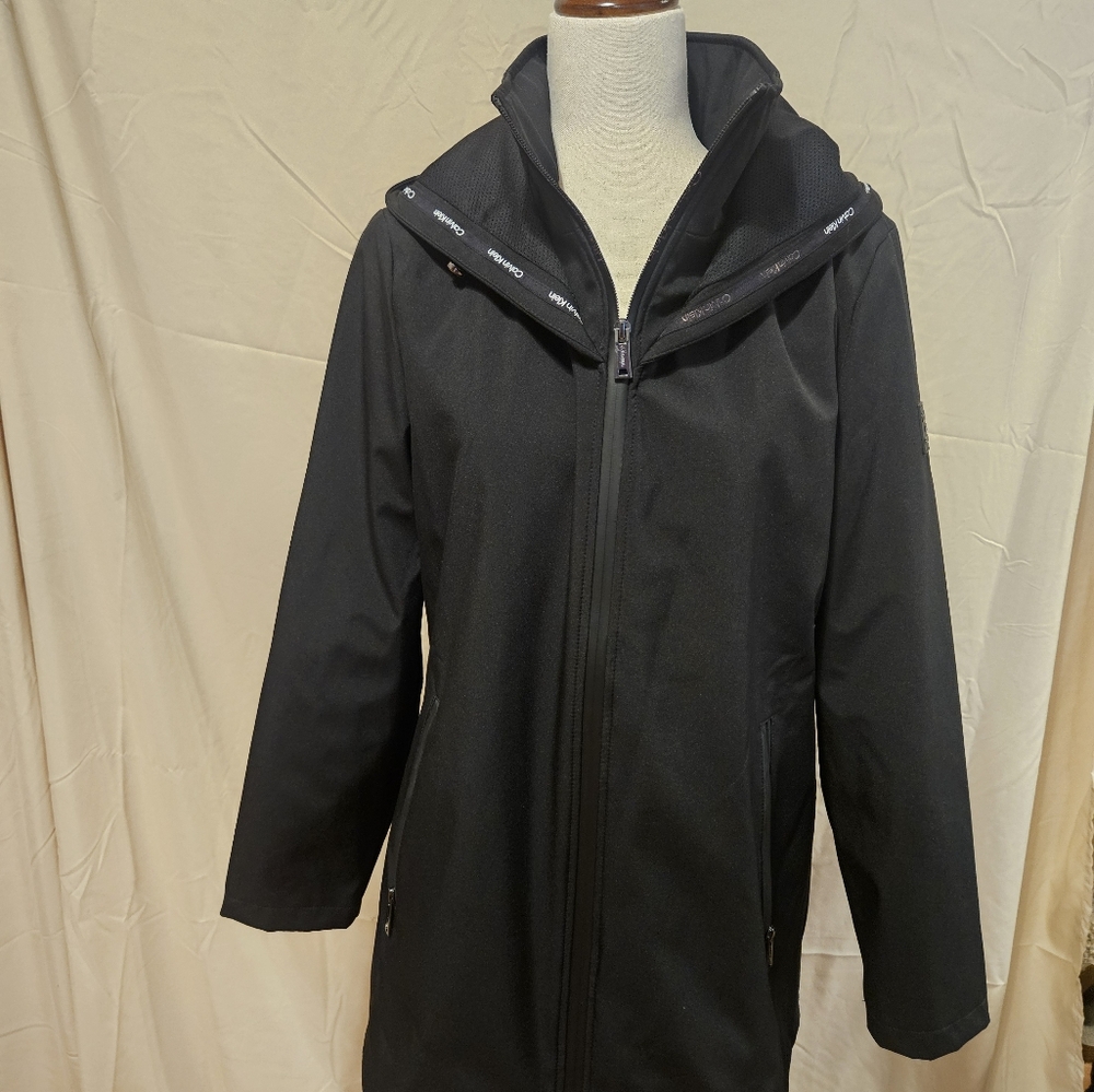 Calvin Klein Black Raincoat Timeless Design